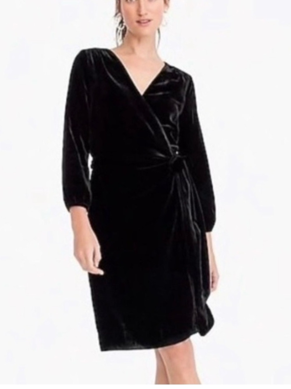 J. Crew NWT True Wrap Velvet Dress size 14 Black Evening Party Holiday Feminine